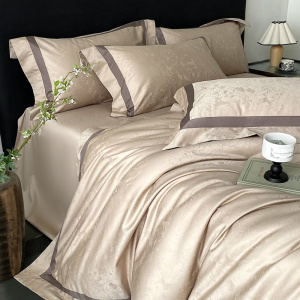 优雅感床品!100支贡缎提花澳棉四件套纯棉床单被套床上用品4