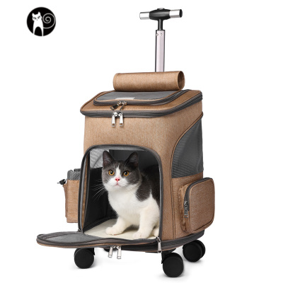 haodan猫包外出便携大容量双肩猫咪背包宠物包万向轮行李箱狗狗拉杆箱