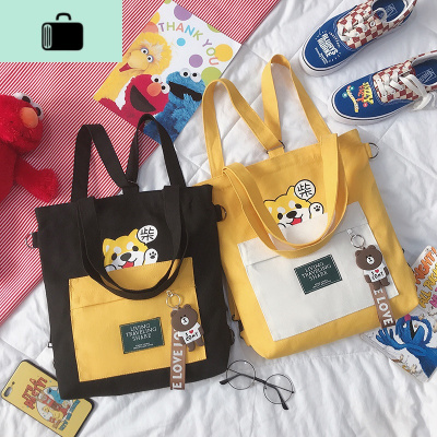 包包女chic斜挎装书包学生上课手提包大容量韩版百搭单肩帆布袋子NEW LAKE女士单肩包