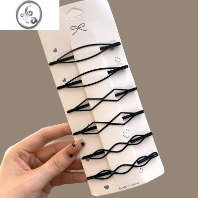 JiMi黑色发夹女前额侧边刘海一字夹子头饰发卡后脑勺简约碎发整理器