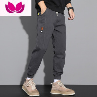 七斓款工装裤子男士休闲长裤潮牌宽松夏季薄款潮流男生九分束脚裤