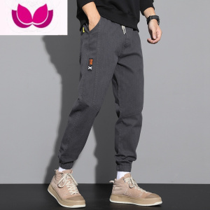 七斓款工装裤子男士休闲长裤潮牌宽松夏季薄款潮流男生九分束脚裤