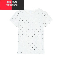 YIBUSHENG纯欲风复古波点撞色短袖T恤女季新款修身显瘦百搭上衣