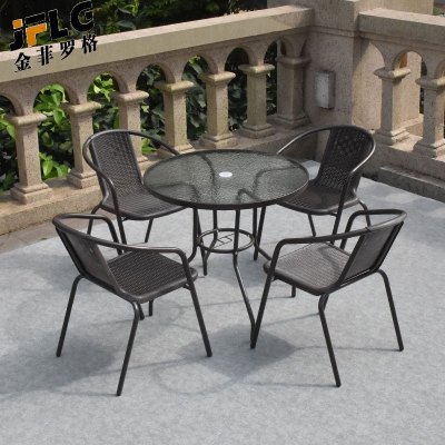 苏宁 金菲罗格 办公家具 户外露天阳台室外休闲桌椅组合 波尔多4椅+105cm圆桌