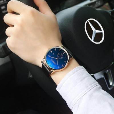 真皮带非机械表手表男士抖音同款学生防水男表韩版石英表网红腕表同款同款