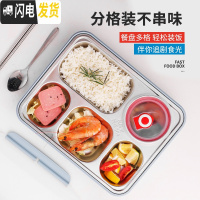 三维工匠 304不锈钢分格保温饭盒上班族便当盒便携分隔微波炉加热餐盒 蓝色特大号[5格+碗+餐具]适合成人/上班族