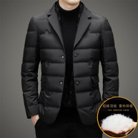 时尚简约西装围巾领羽绒服男士秋冬潮流保暖羽绒服西服款羽绒外套