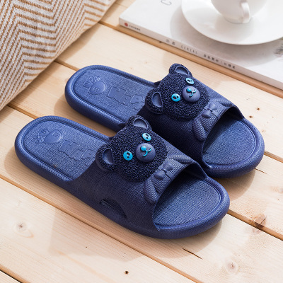 凡世界情侣款拖鞋新款夏季女士可爱卡通小熊室内家用软底浴室洗澡一字拖男士凉拖鞋