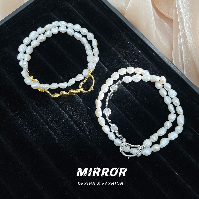 925纯银淡水巴洛克珍珠项链女锁骨链小众轻奢简约重约9g BCX5504