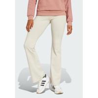 Adidas高弹棉感运动裤女宽松 flared 喇叭裤健身训练束脚长裤黑白色