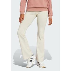 Adidas高弹棉感运动裤女宽松 flared 喇叭裤健身训练束脚长裤黑白色