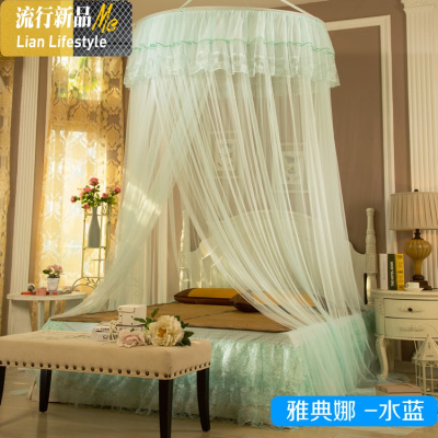 吊顶蚊帐1.5米1.8m床圆顶免安装简约落地公主风宫廷双人家用大号 三维工匠