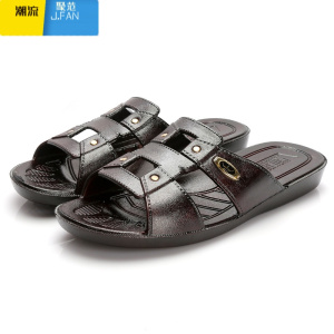 聚范黑色凉拖鞋男夏季塑料轻便中年洗澡舒服纯色爸爸一字拖夏防滑