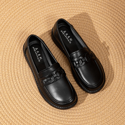 新款不累脚女鞋妈妈鞋舒适软底轻便中老年单鞋圆头皮鞋