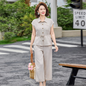 2026年时尚轻薄款妈妈装夏天衣服时尚中老年套装女两件套夏装