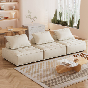 欧梵森 沙发 轻奢免洗奶油风科技布豆腐块懒人沙发小户型方块客厅休闲椅卧室模块落地客厅家具沙发组合套装