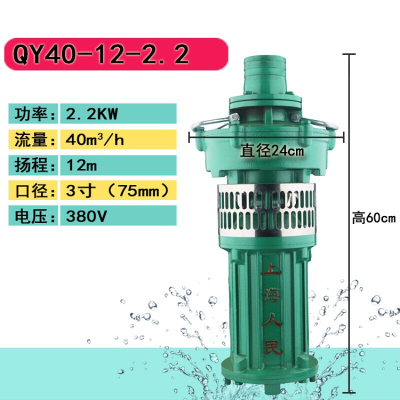 BONJEANQY油浸潜水泵80V深井抽水工业农用灌溉油浸泵2.2-7.5KW定制 2.2千瓦-3寸(75mm)-12米