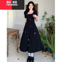 YIBUSHENG大码女装胖mm2024季新款高级感复古裙子气质显瘦方领a字连衣裙