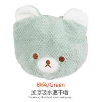 儿童珊瑚绒女童浴帽速干吸水柔软可爱公主宝宝卡通小熊浴帽 三维工匠 浅紫色+暗粉色干发帽/干发巾