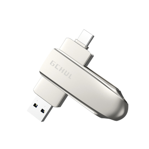 杰储(GCHUL)UP1300 256G USB3.2双接口超高速固态闪存U盘/优盘 (计价单位:个) 银色