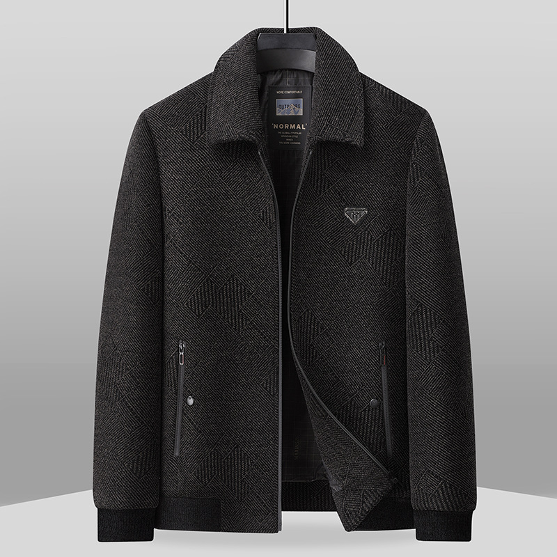 新款爸爸装春季翻领夹克中老年男式外套40-50岁中年服装男大码