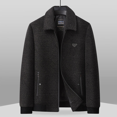 新款爸爸装春季翻领夹克中老年男式外套40-50岁中年服装男大码