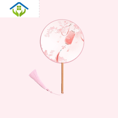 御蓝锦古风扇子团扇中国风舞蹈夏季古典古装儿童汉服女式长柄流苏小圆扇21花绛笼烟