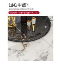后现代轻奢北欧大理石餐桌圆桌带转盘不锈钢圆形饭桌家用简约10人