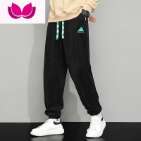 七斓春款灯芯绒裤子男宽松大码束脚裤加肥加大潮胖子运动休闲裤