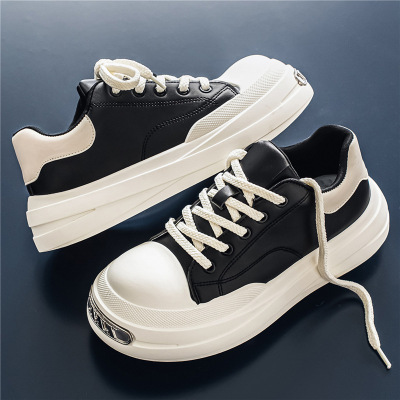 男鞋2026新款皮面厚底增高大头德比鞋学生青少年休闲百搭男士潮鞋