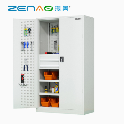 振奥 工具柜重型工具柜五金零件柜多功能加厚车间置物柜 1800x1000x500mm/台(三层二抽带挂板灰白)