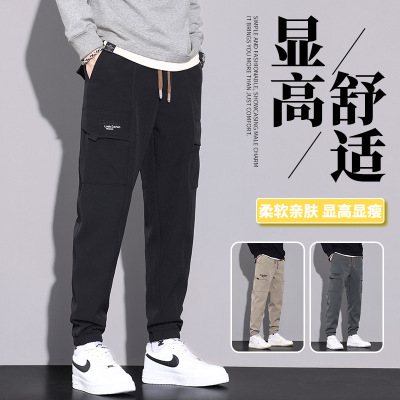 工装裤男春秋款新款修身潮牌宽松运动束脚裤子男士休闲裤秋季