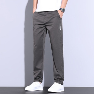 男士休闲裤春夏薄款透气简约弹力修身直筒男装商务裤