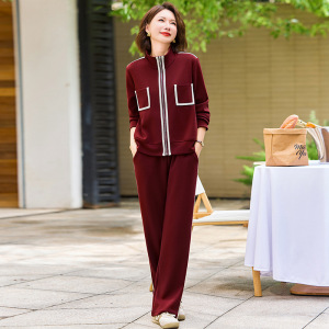 秋季新款妈妈装运动套装中老年女大码宽松女装两件套休闲装简约款