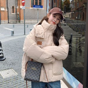 连帽羽绒棉服女2024秋冬新款韩版大码宽松小个子面包服外套棉袄潮