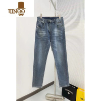 YANXU2023秋季新款刺绣战马牛仔裤男修身百搭学生潮牌直筒裤网红同款裤