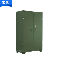 尔迈 钢制枪柜加厚管制器械保管柜智能锁枪弹存放柜双锁带滚轮 军绿款 10支长短枪 1.54米