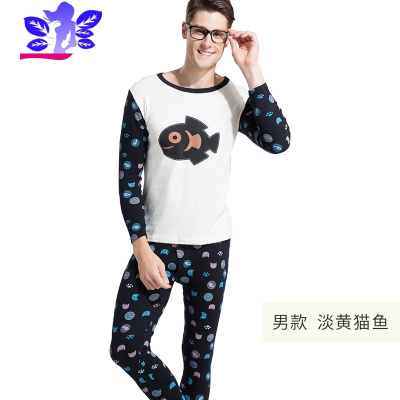 Ideamini秋衣秋裤薄款保暖内衣女式棉套装可爱男士棉毛衫