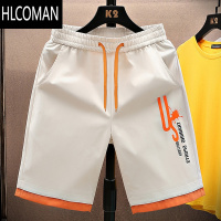HLCOMAN冰丝短裤男夏季薄款速干宽松休闲五分裤外穿潮流印花运动沙滩中裤