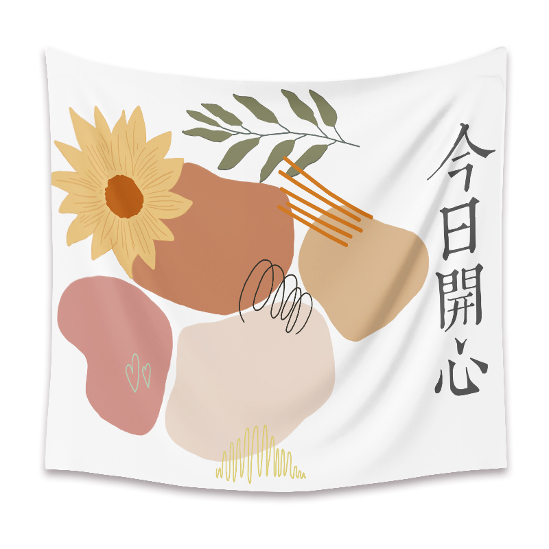 美帮汇北欧INS简约小花床头卧室宿舍背景布墙布小众挂毯 GT00813 绒布100高*150宽厘米