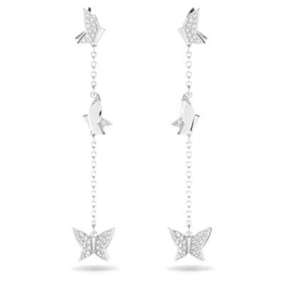 施华洛世奇(SWAROVSKI)女士白钻蝴蝶水晶耳钉小巧精致百搭配饰镶
