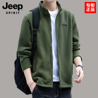 JEEP抓绒开衫卫衣男秋冬季青年保暖外套休闲运动上衣宽松立领夹克