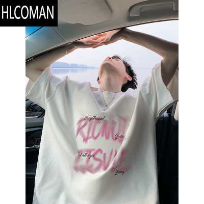 HLCOMAN欧美高街短袖t恤男夏季嘻哈打底衫痞帅衣服美式街头半袖体恤