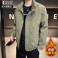 啄木鸟立领夹克男士外套2025新款秋冬季加绒加厚款工装休闲上衣K