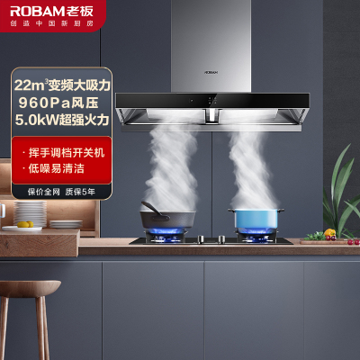 老板(Robam)22m³变频双腔烟灶套餐油烟机灶具套餐烟灶套装抽油烟机套装煤气灶油烟机套装60X2S+57B0X液化气