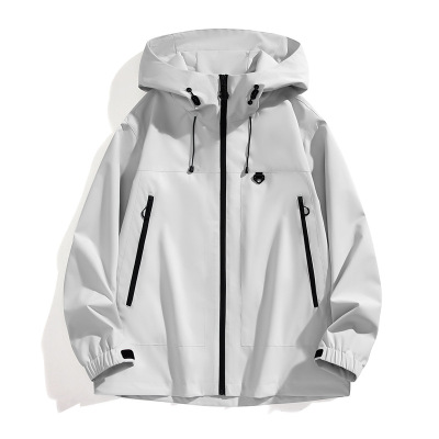 户外情侣款冲锋衣男士连帽夹克男春秋季新款美式宽松潮牌休闲外套