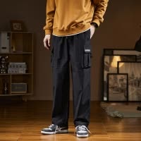 [2.5折价83元]唐狮男休闲裤宽松阔腿运动裤子男款潮酷直筒工装日系风长裤