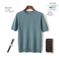 秋冬新款山羊绒短袖男士圆领半袖毛衣纯色打底衫外穿商务针织衫