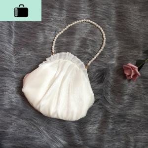 复古温柔包包2020新款潮夏季珍珠网纱仙女小包百搭斜挎链条贝壳包NEW LAKE 白色金属长链+手提珍女斜挎包 白色金属长链+手提珍