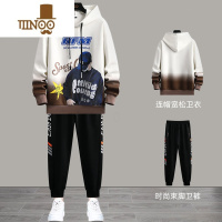 YANXU青少年连帽卫衣男秋季2023新款宽松外套初中生高中生款套装潮